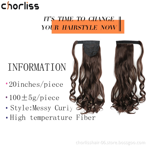 Wholesale Hot Sale Chorliss Natural Indian Virgin Cheveux Afro Curly Hair Ponytail For Black Women Synthetic Ponytail Extensions